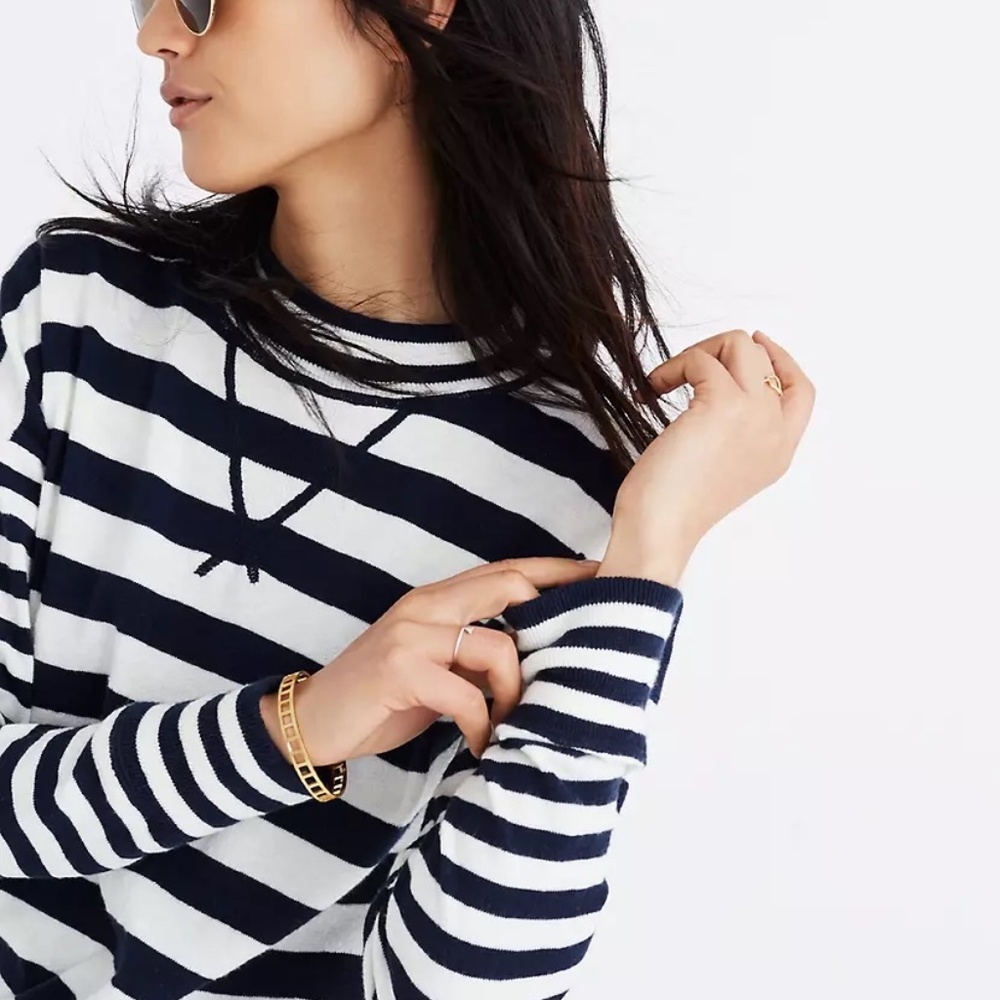 Madewell - Relaxed Mockneck Sweater in Stripe - Medium